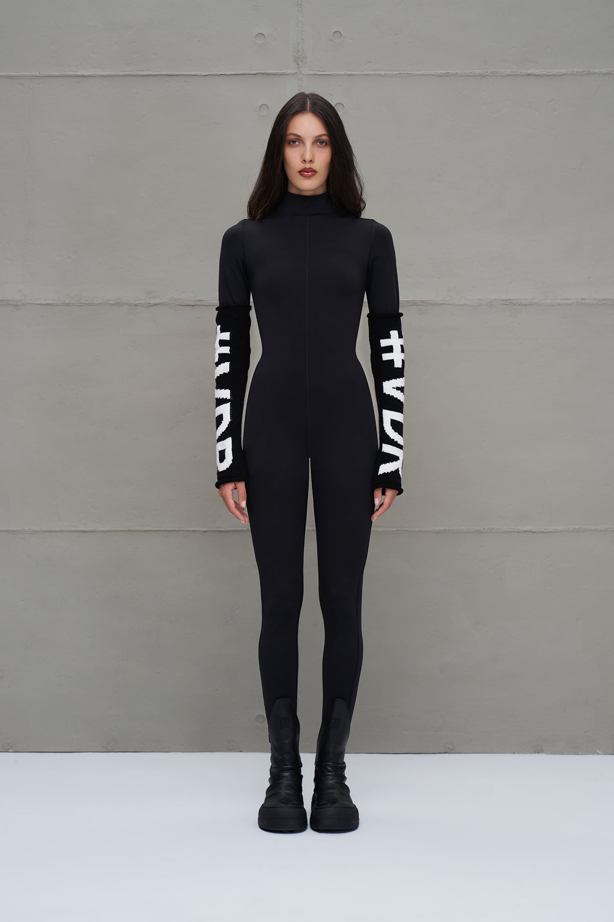 Black White Logo Detailed Knit Leggings Leg Warmers 18287