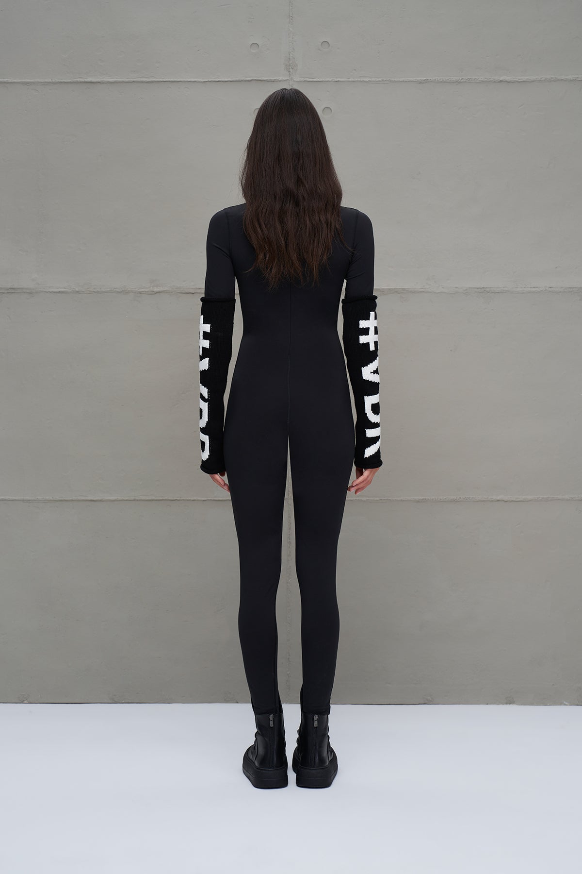 Black White Logo Detailed Knit Leggings Leg Warmers 18287