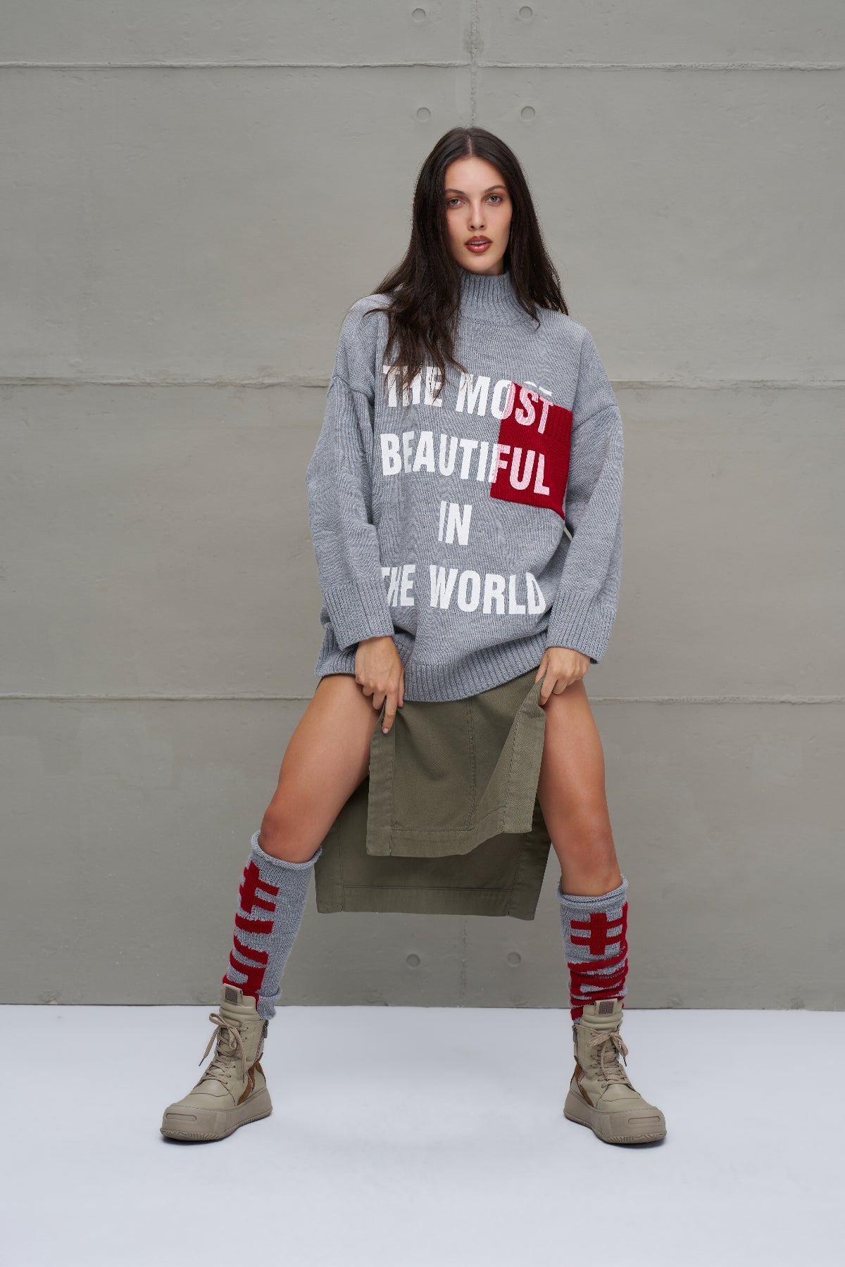 G. Melange Red Logo Detailed Armless 18287