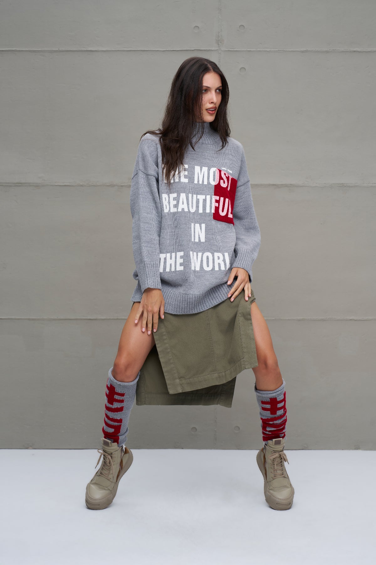 G. Melange Red Logo Detailed Armless 18287