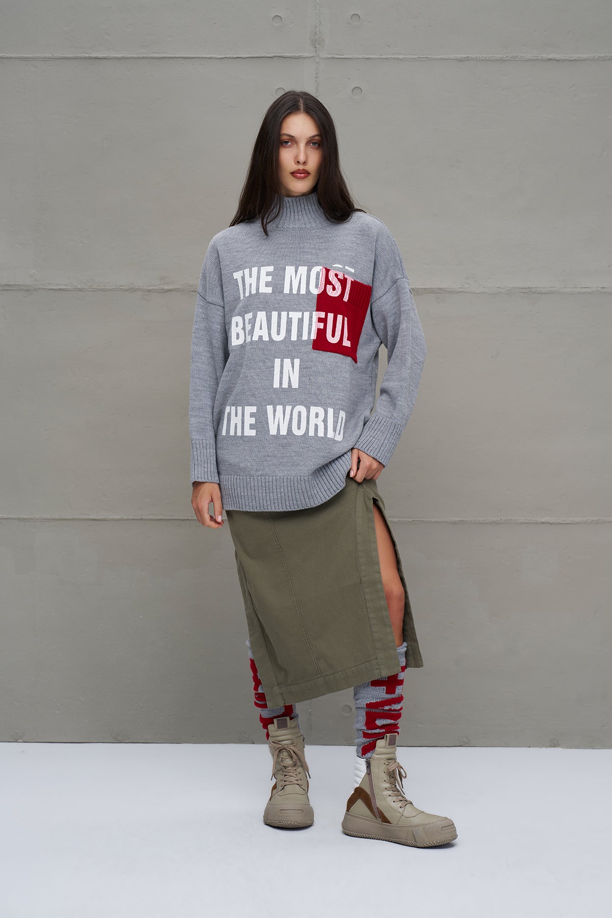 G. Melange Red Logo Detailed Armless 18287
