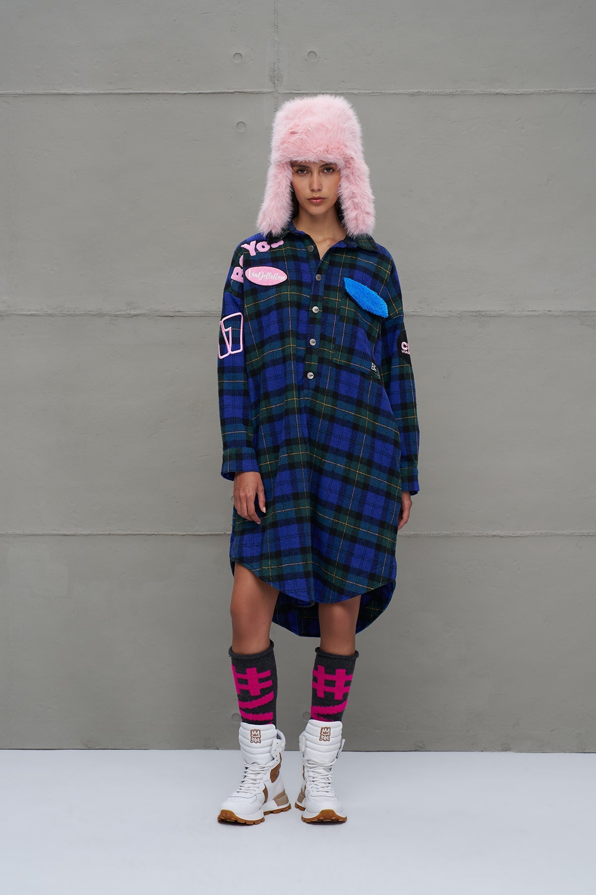 Anthracite Pink Logo Detailed Knit Leggings Leg Warmers 18287