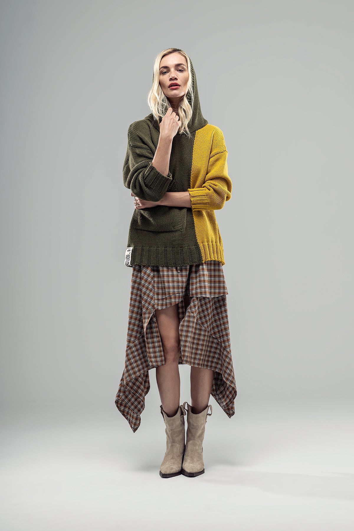 Khaki Mustard Knit Sweater 20022