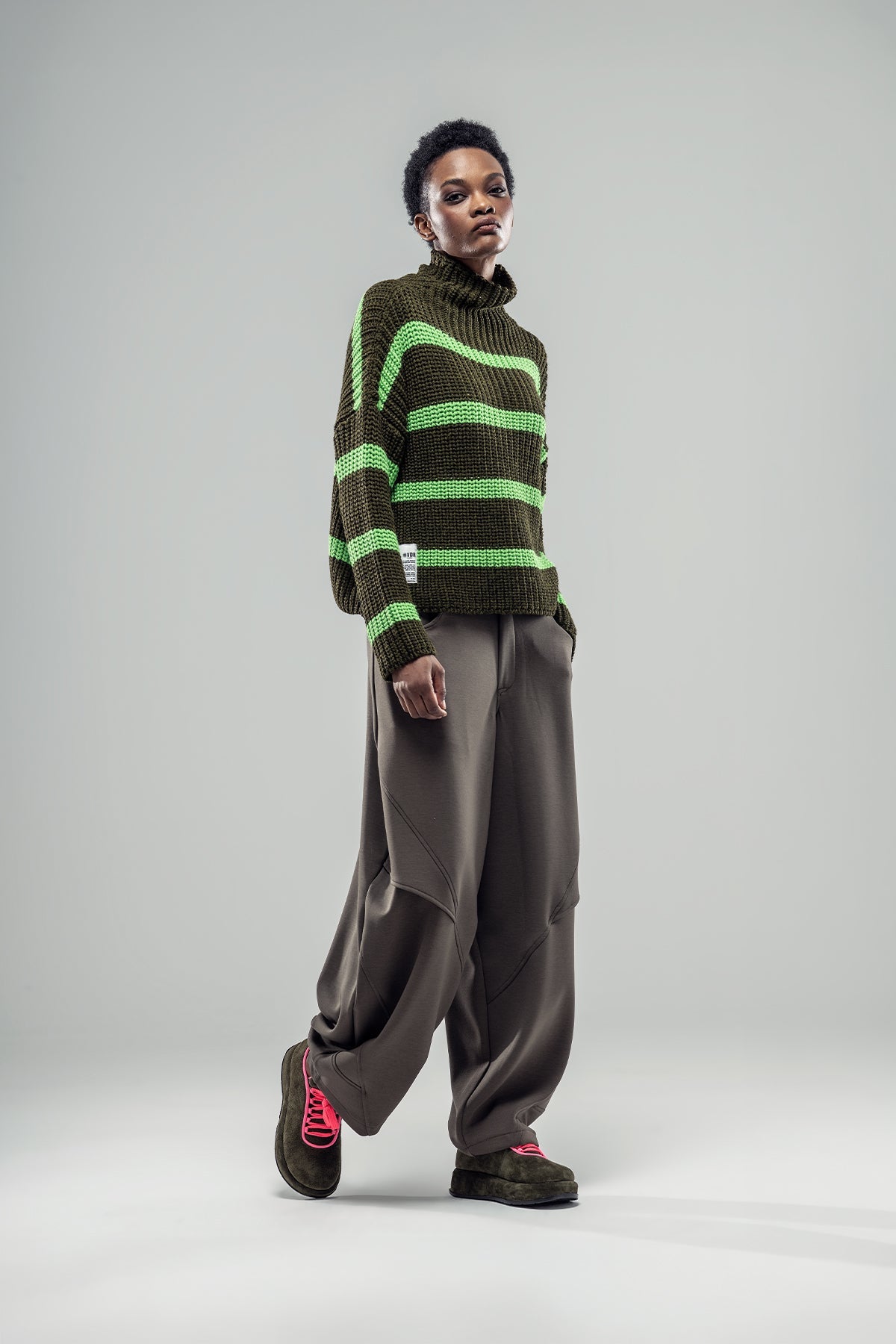 Khaki Melange Green Knit Sweater 20030