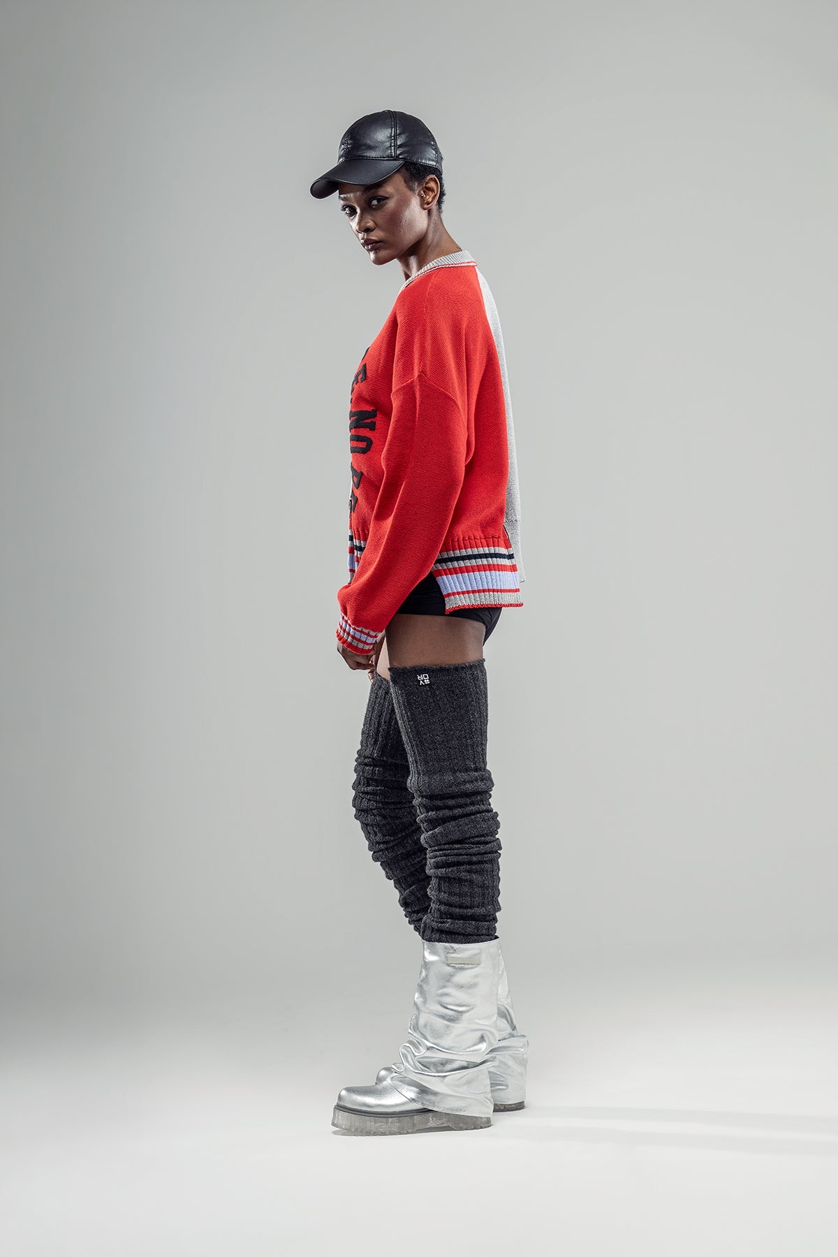 Grey Red Knit Sweater 20032