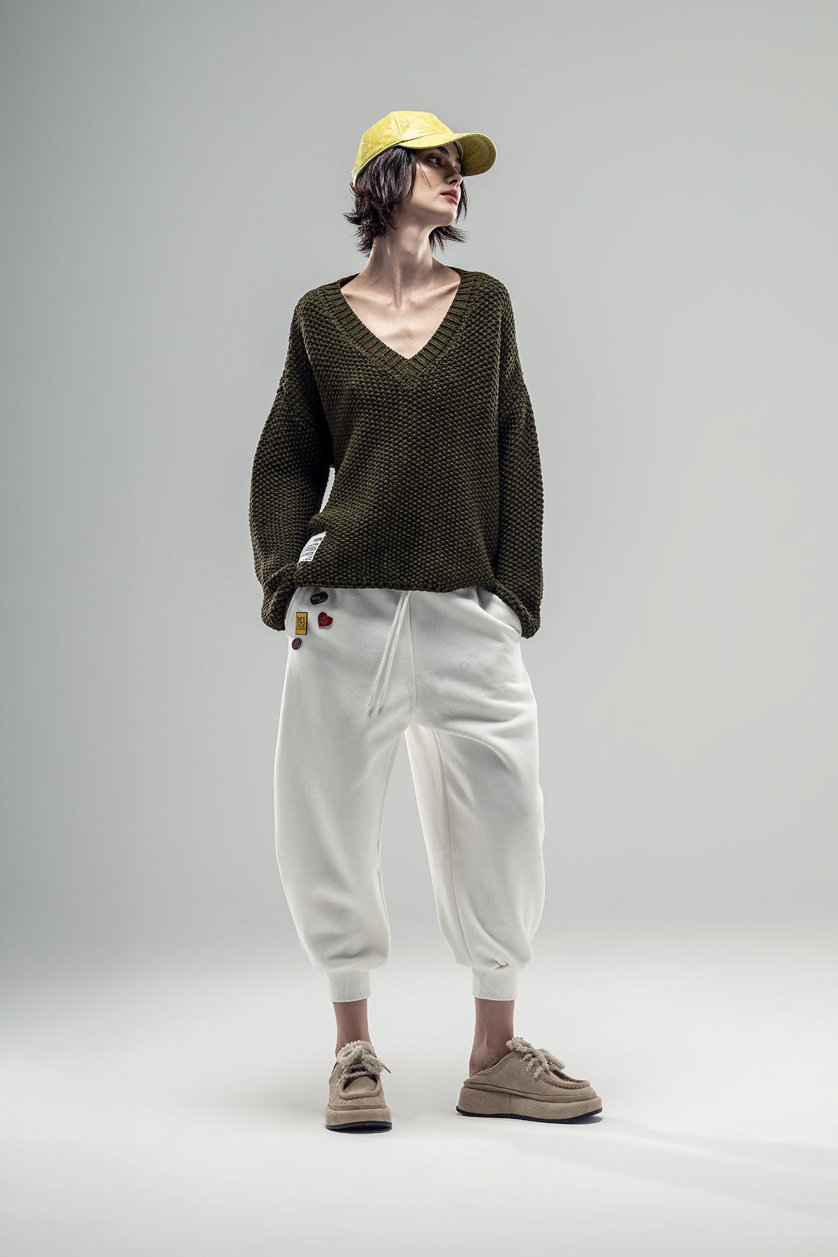 Khaki Melange Knit Sweater 20040