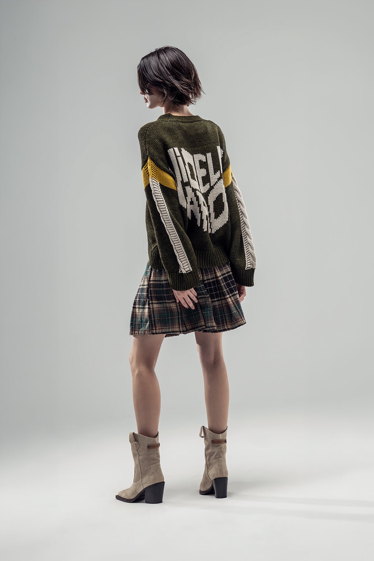 Khaki Melange Knit Cardigan 20282