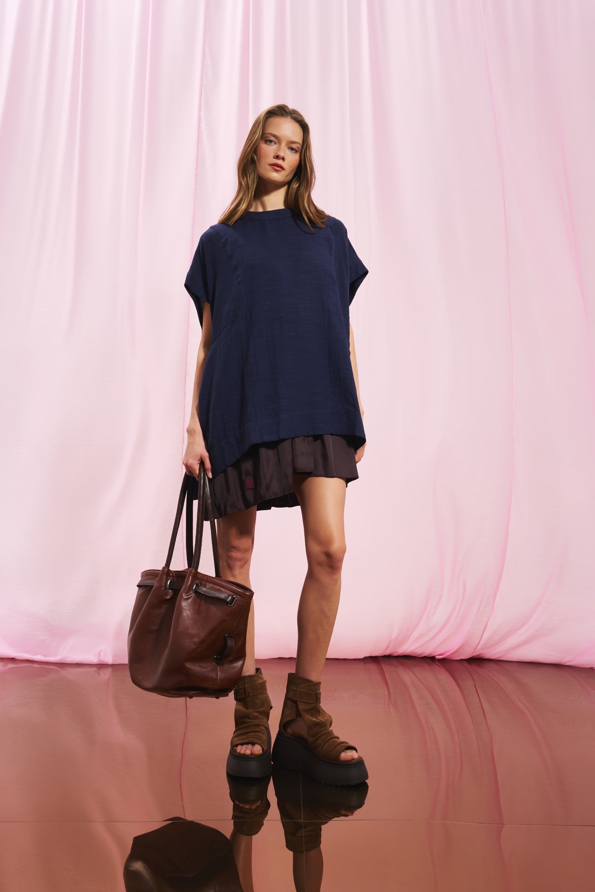 Brown Leather Shoulder Bag Yunk