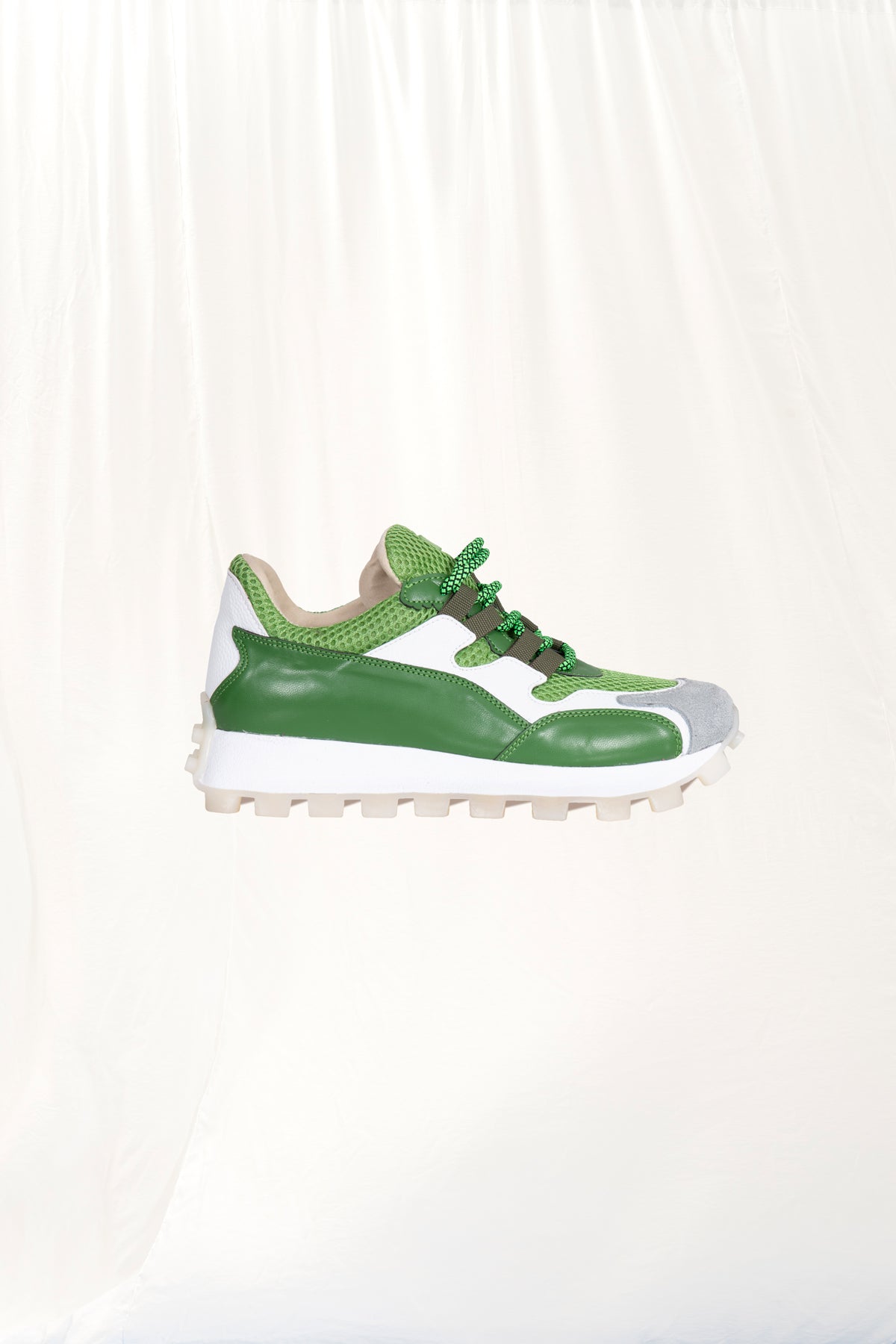 Green White Chunky Sole Sneakers 3d2
