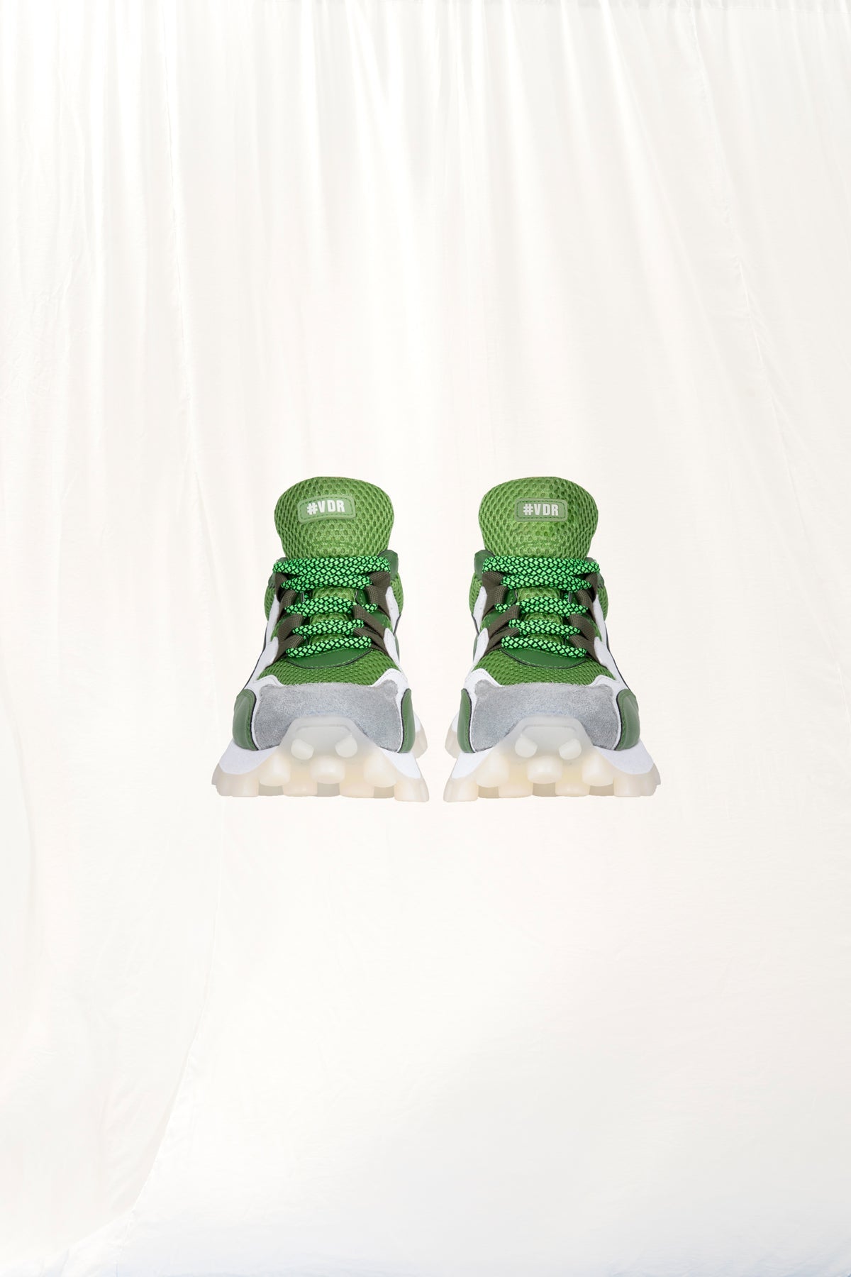 Green White Chunky Sole Sneakers 3d2
