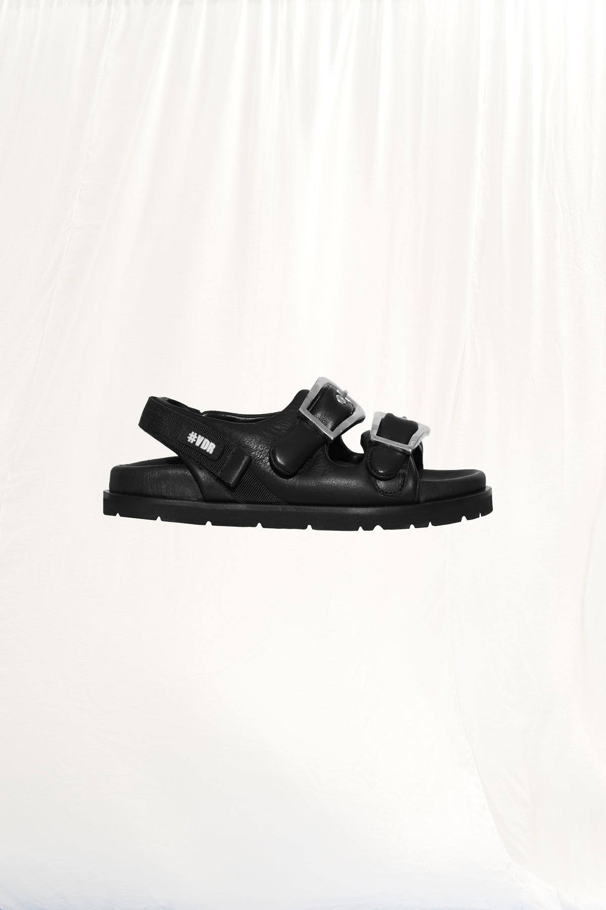Black Buckled Leather Sandals Bachata