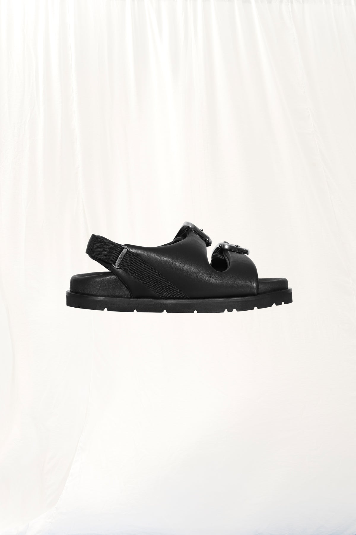 Black Buckled Leather Sandals Bachata