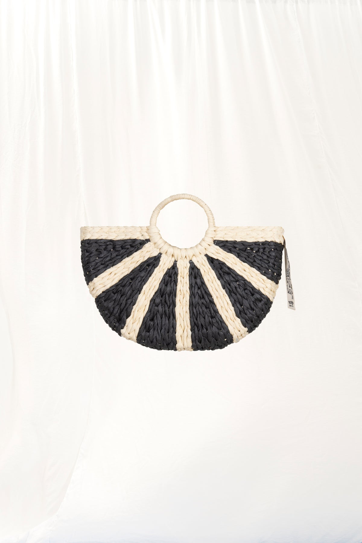 Black Off White Mini Straw Bag Key