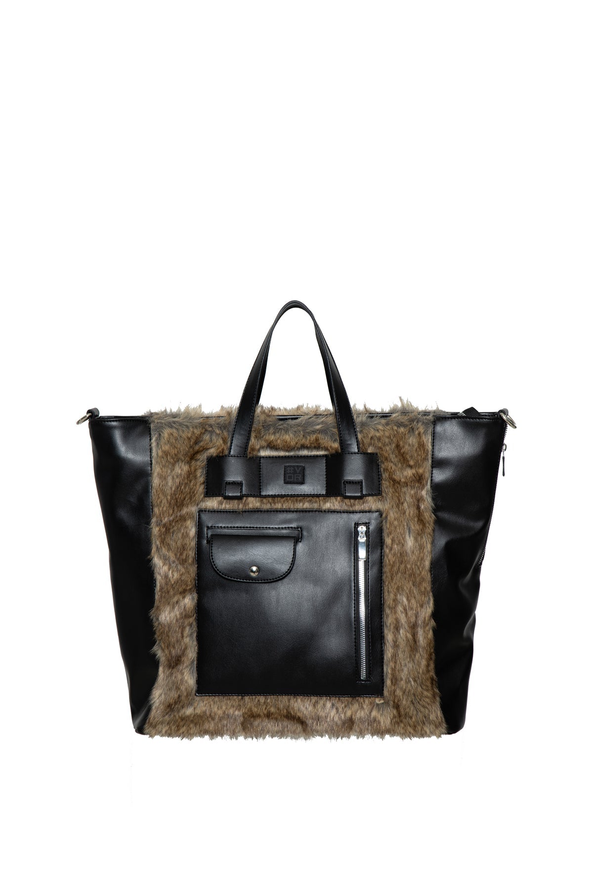 Black Brown Leather And Faux Fur Bag Lupa