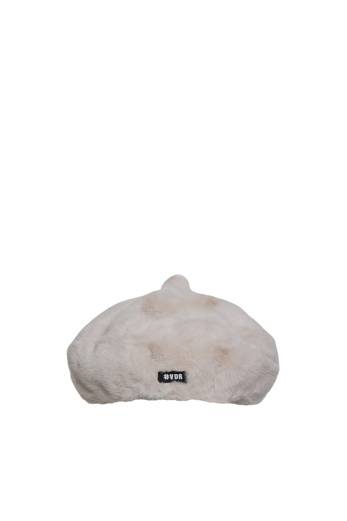 Beige Faux Fur Beret Hat Pof