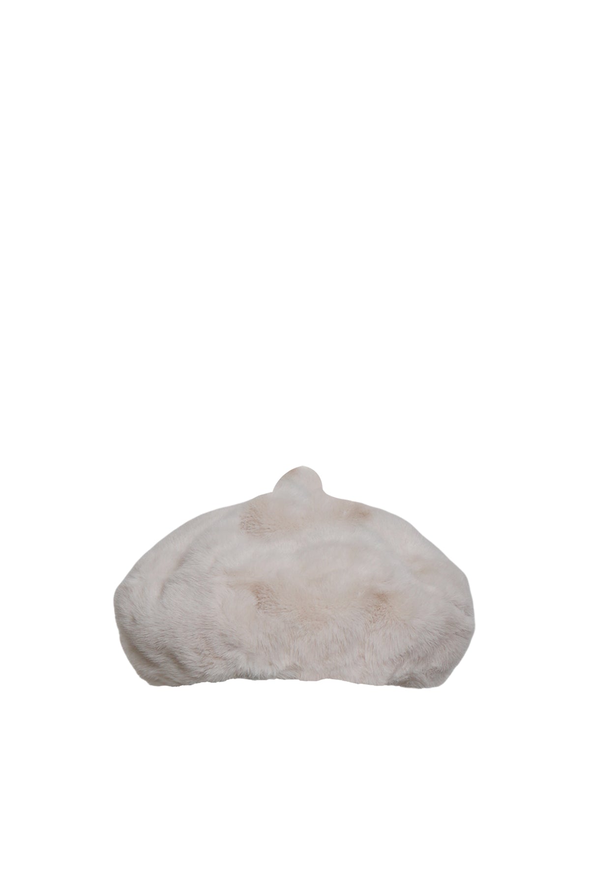 Beige Faux Fur Beret Hat Pof