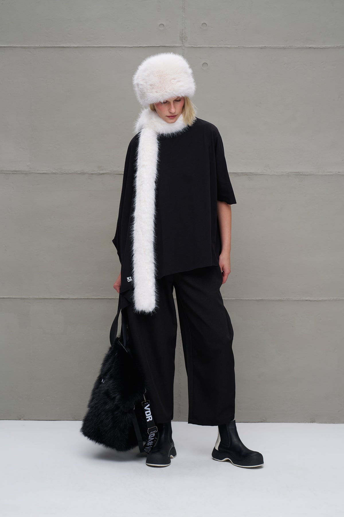 Off White Faux Fur Hat Postino