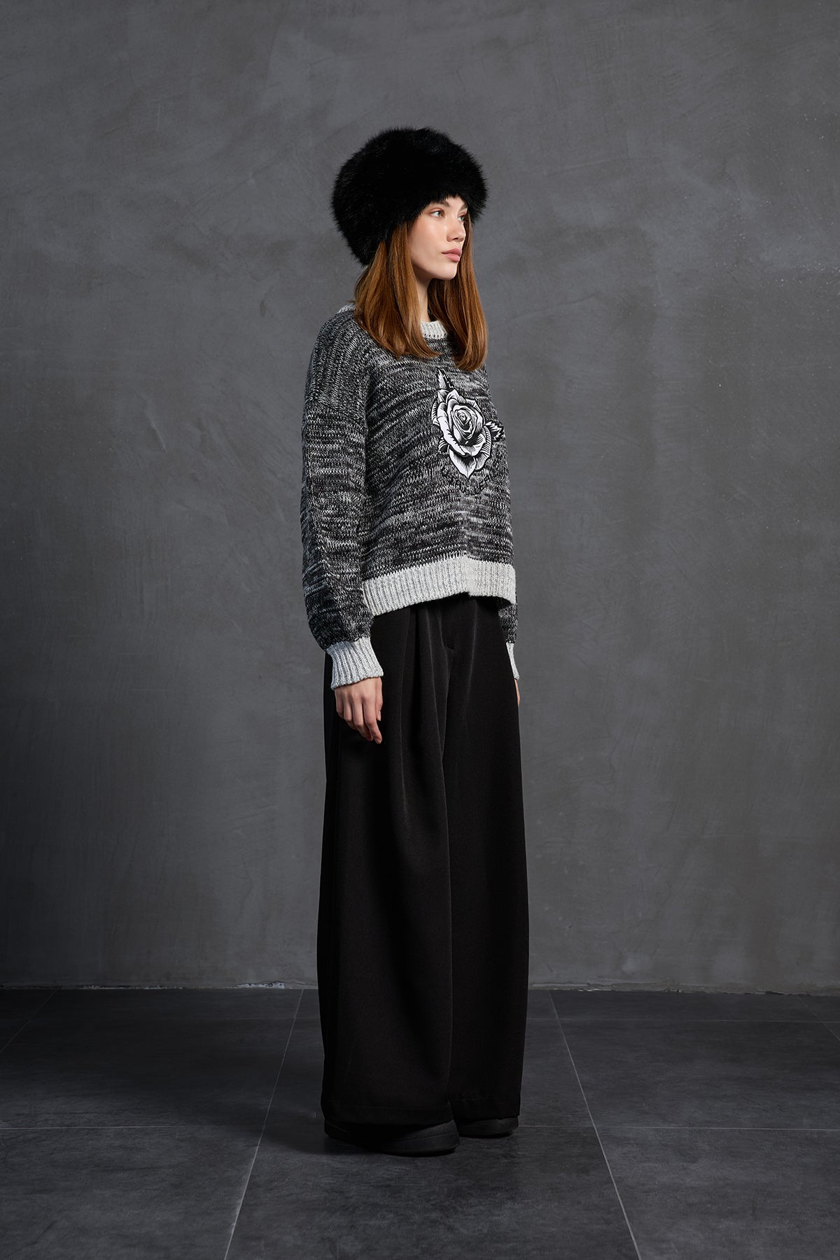 Black Faux Fur Hat Postino