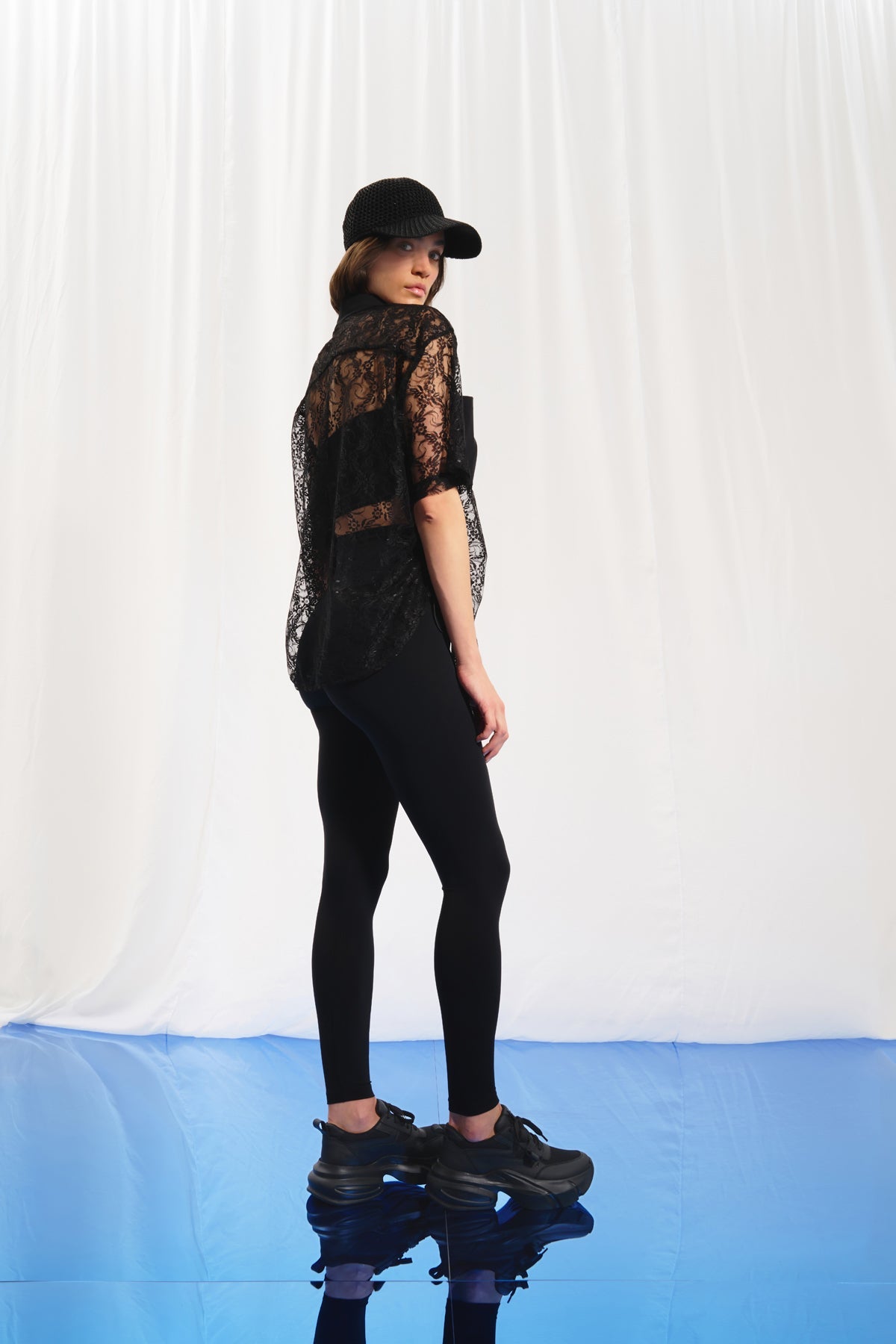 Black Chunky Sole Sneakers Schiuma