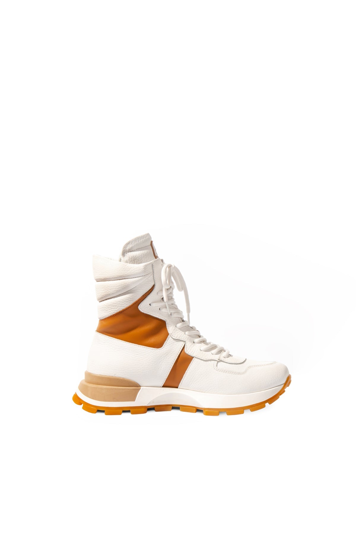 White Chunky Sole Leather Boots Tina3