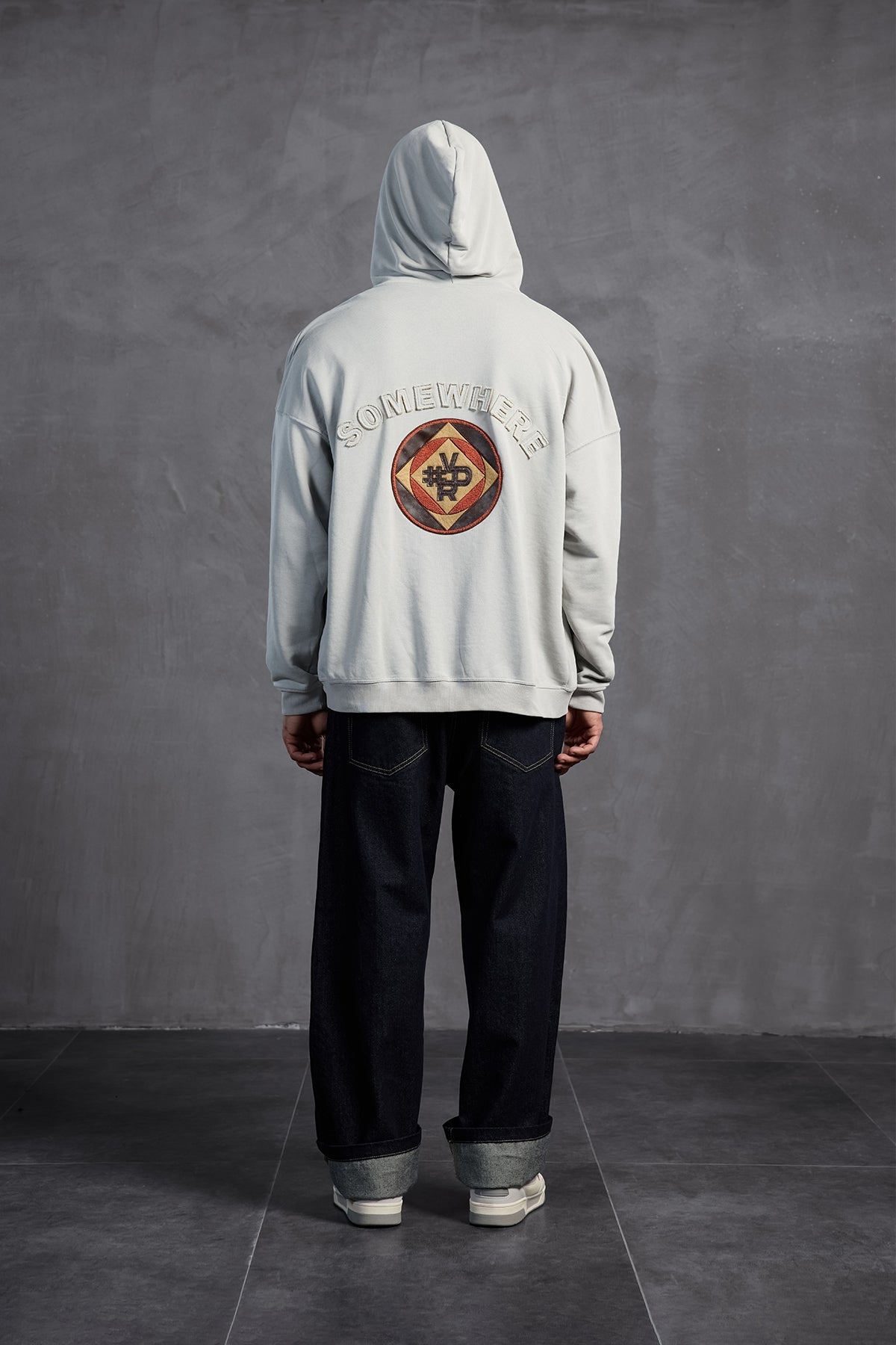 Grey Patch Hooded Sweatshirt 10000