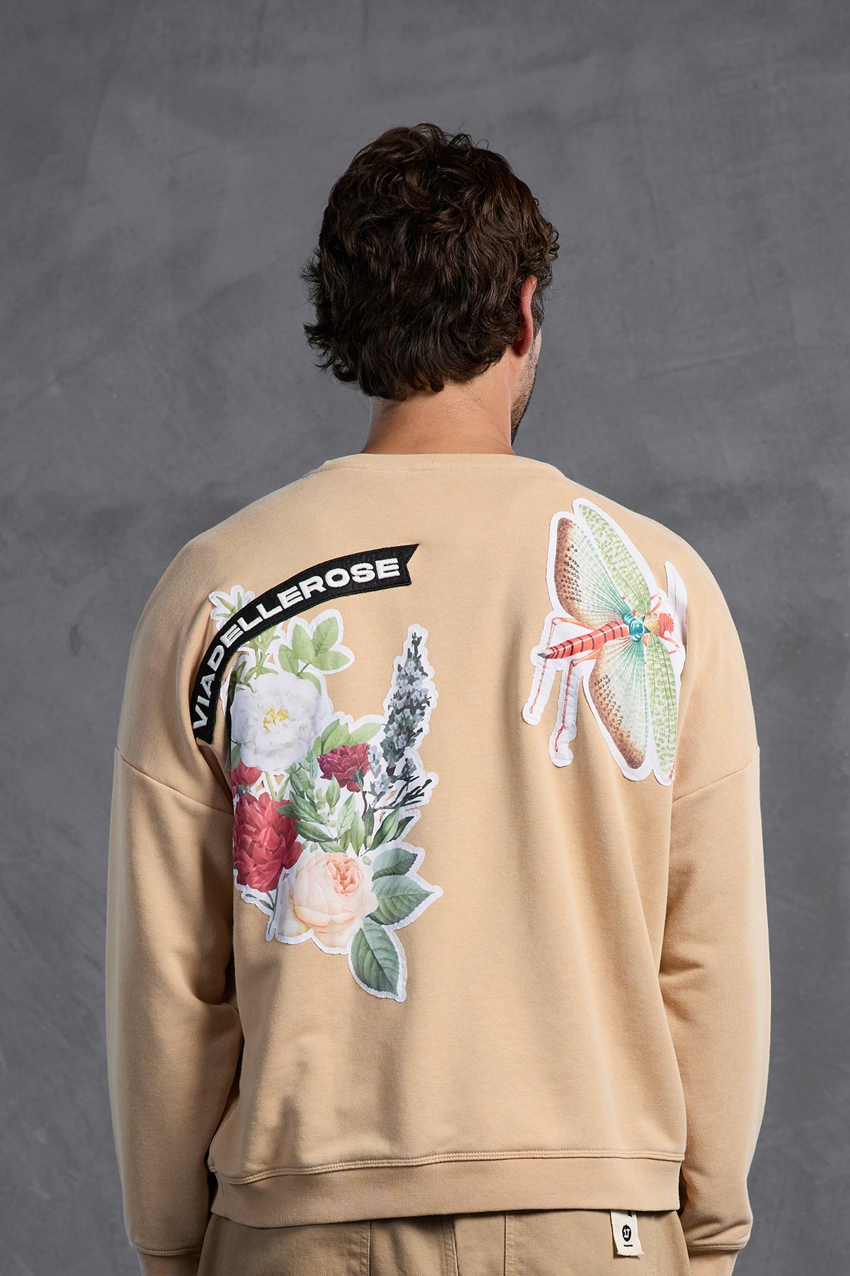 Beige Printed Crew Neck Sweatshirt 10001