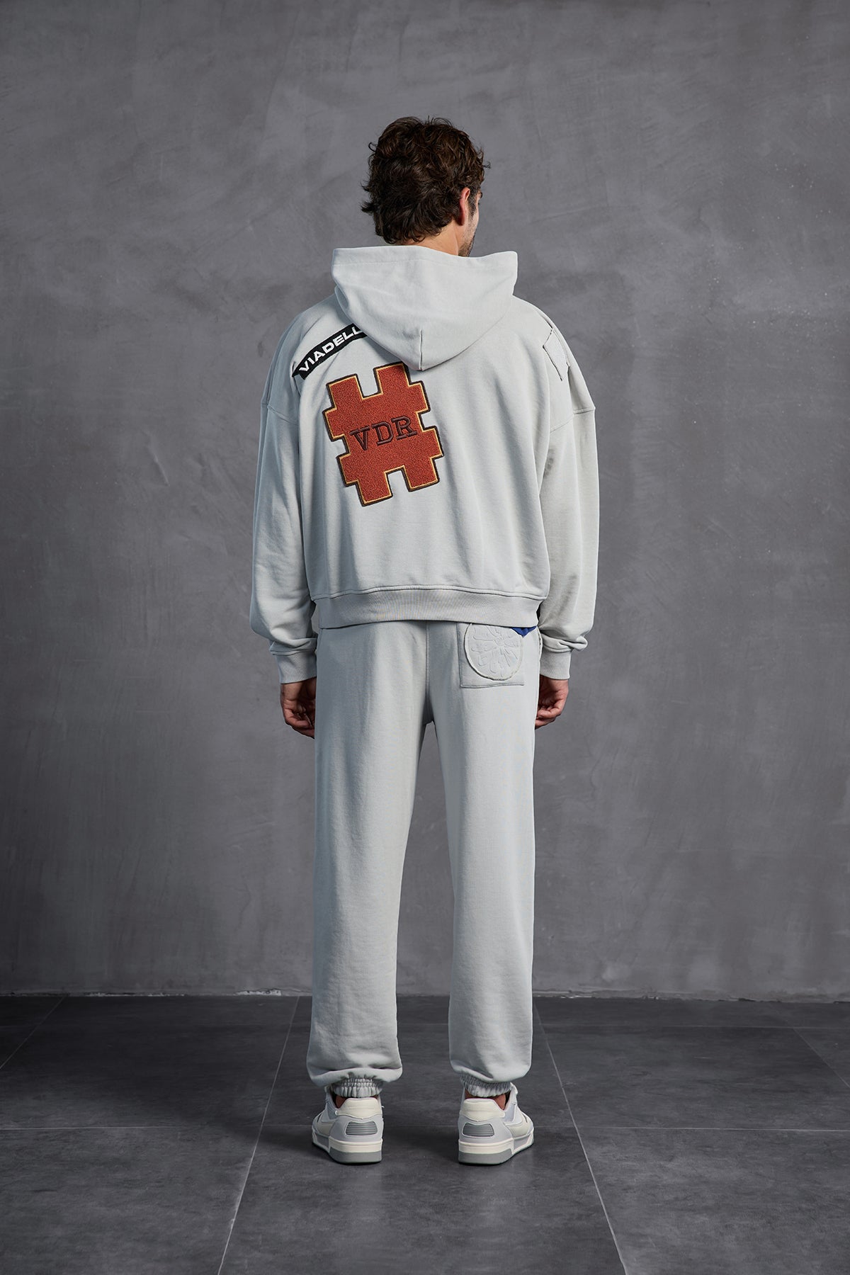 Grey Patch Hooded Sweatshirt 10002