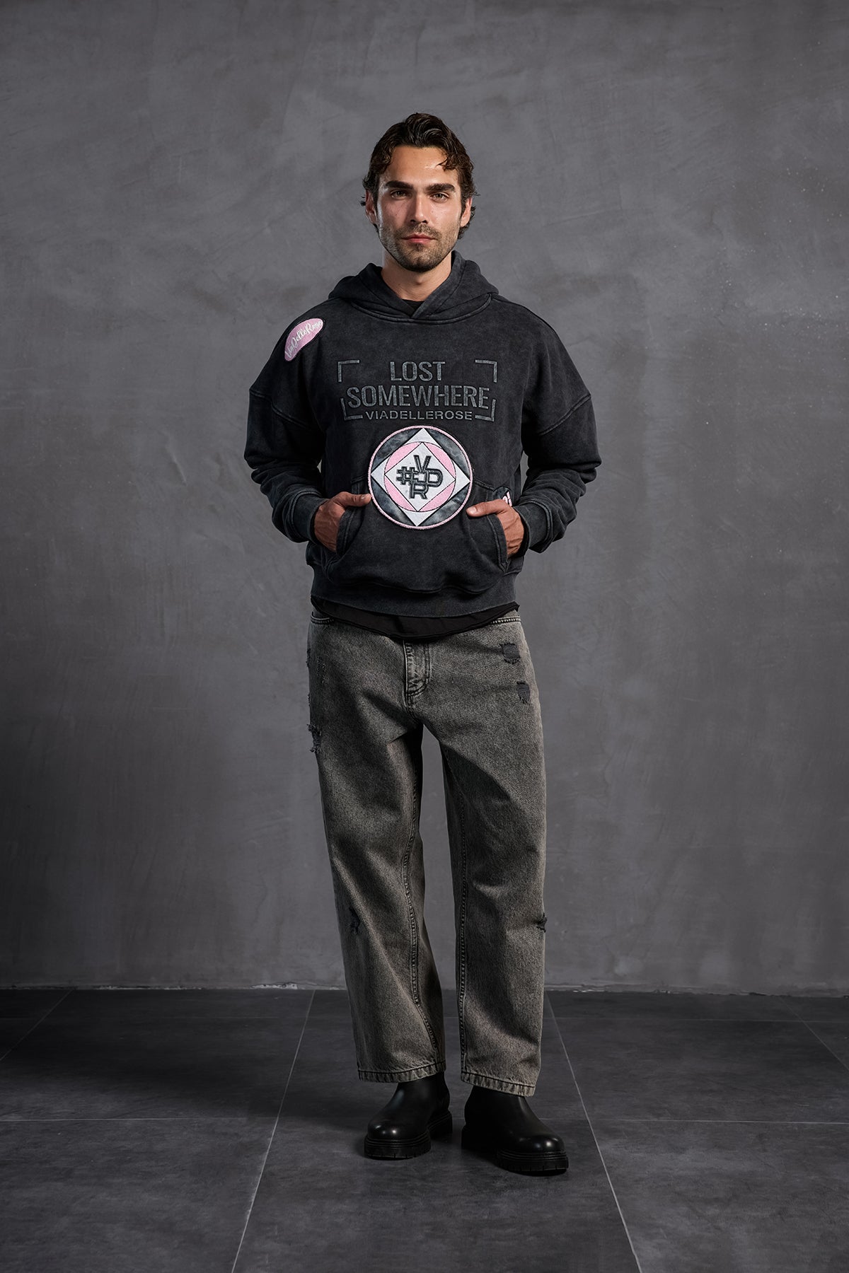 Black Patch Hooded Sweatshirt 10002