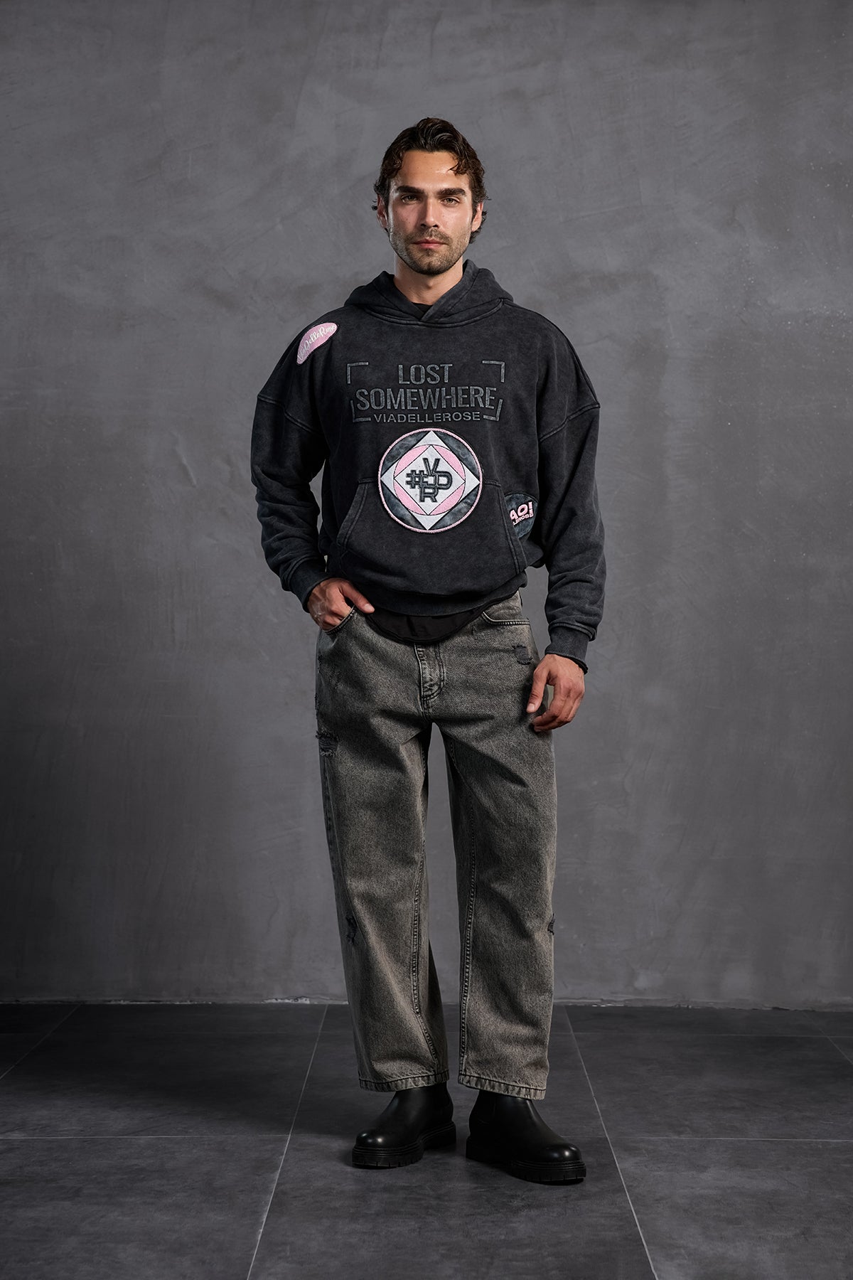 Black Patch Hooded Sweatshirt 10002