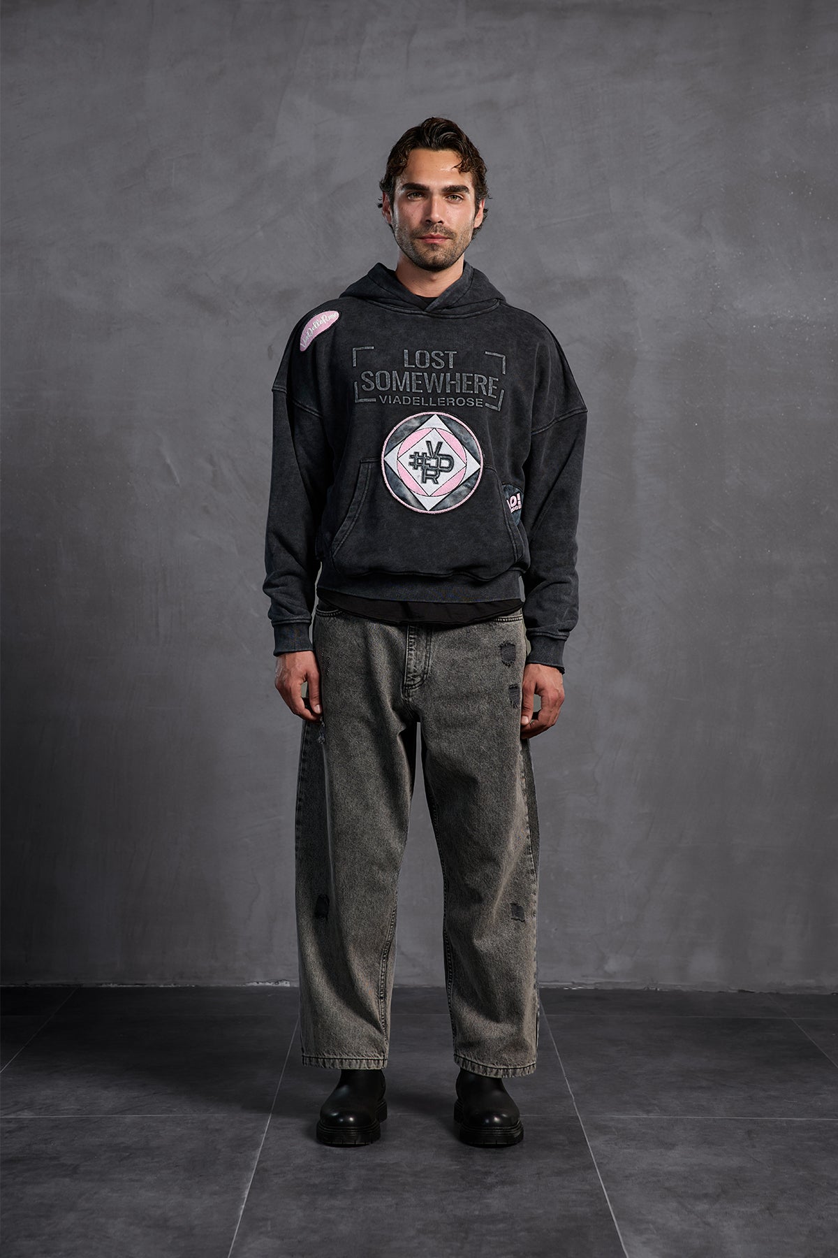 Black Patch Hooded Sweatshirt 10002