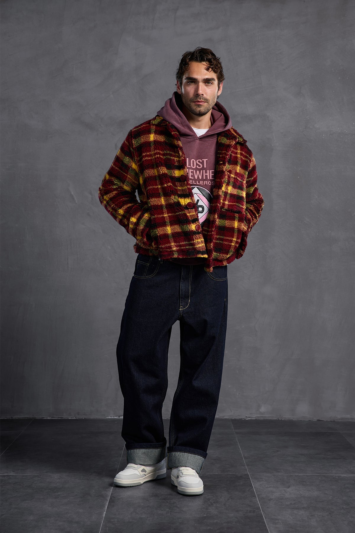 Burgundy Patch Hooded Sweatshirt 10002