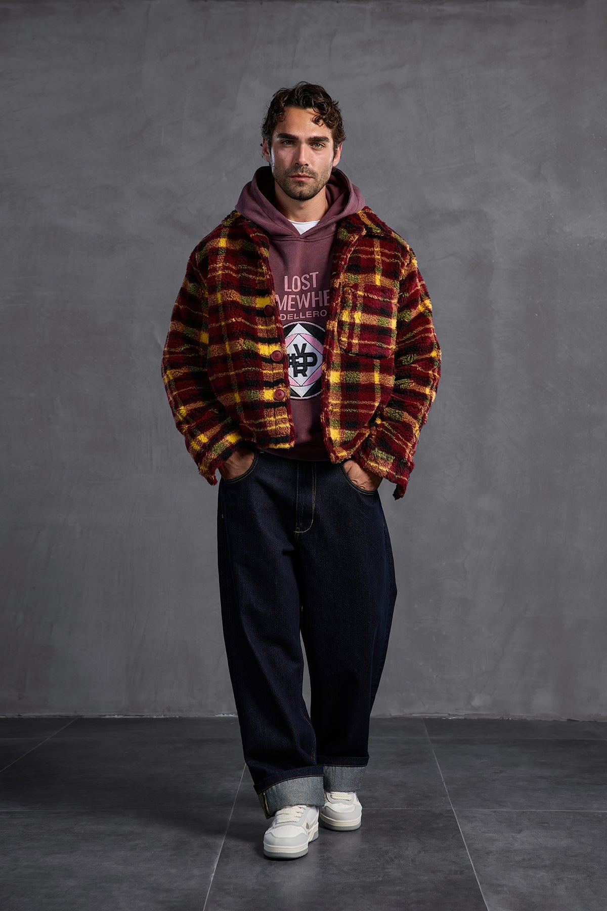 Burgundy Patch Hooded Sweatshirt 10002