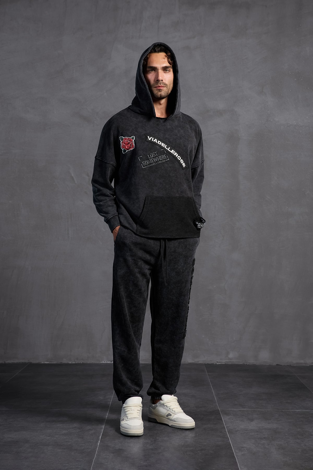 Black Patch Hooded Sweatshirt 10003