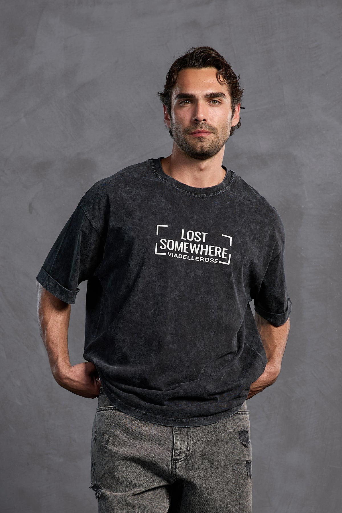 Black Printed Crew Neck T-shirt 10006