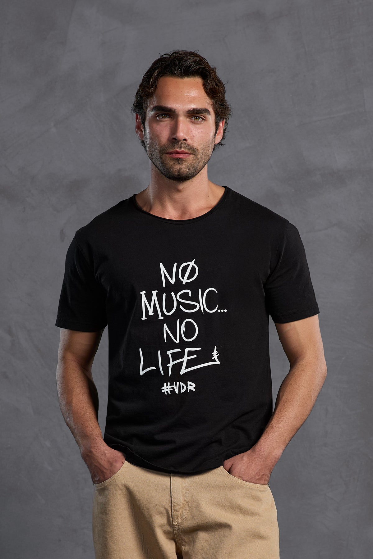 Black Printed Round Neck T-shirt 10009