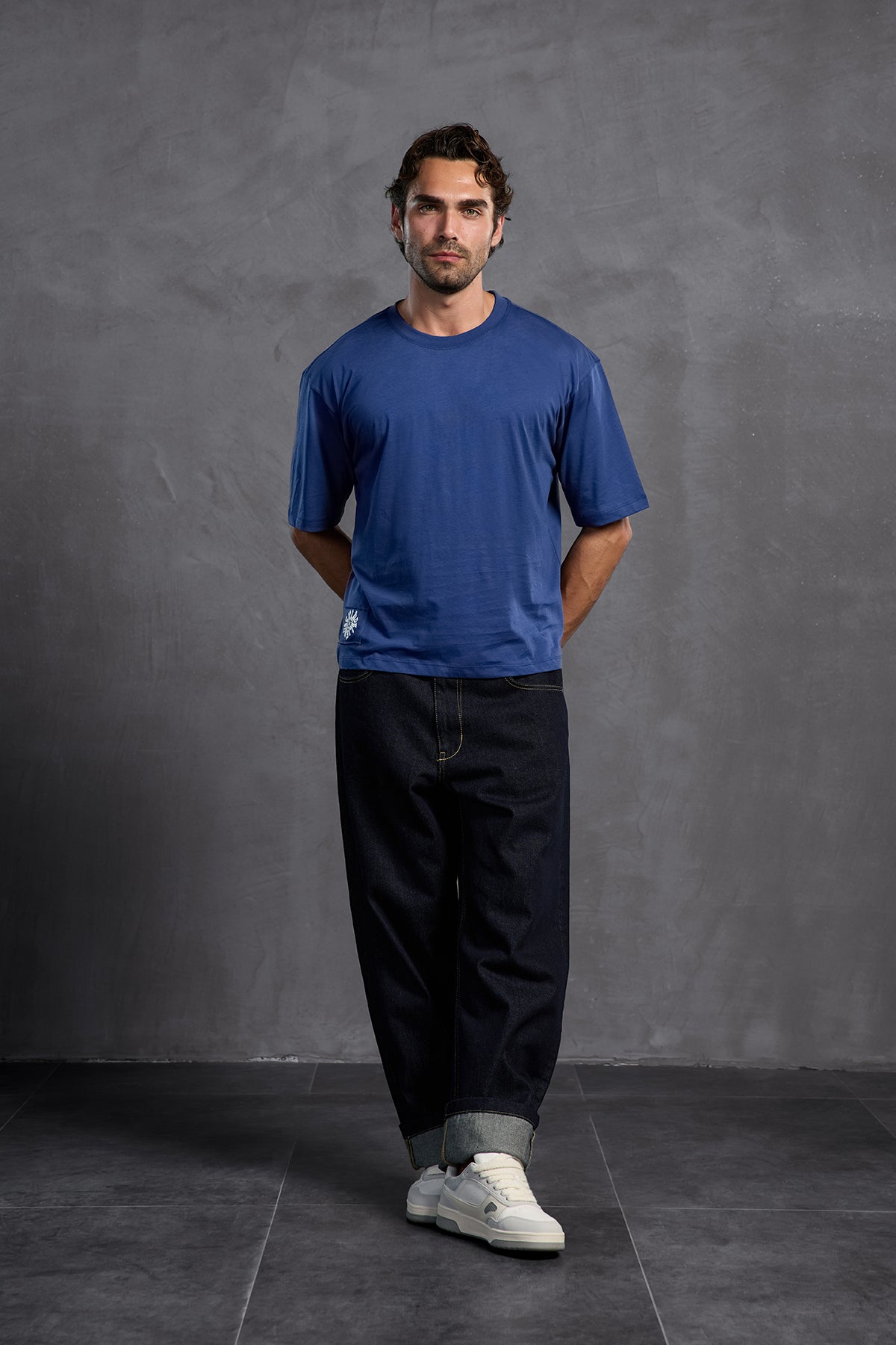 Blue Printed Round Neck T-shirt 10010