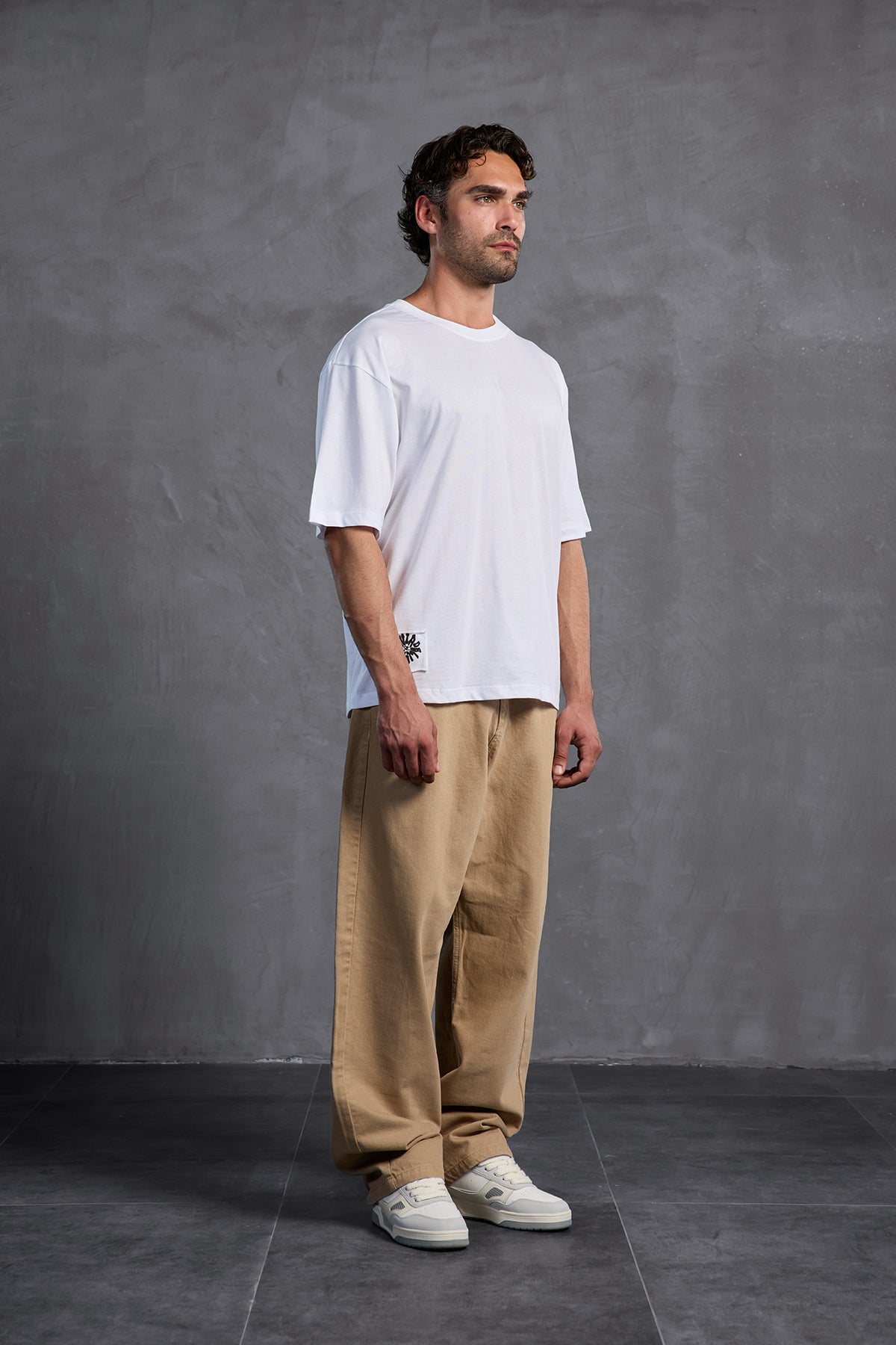 White Printed Round Neck T-shirt 10010