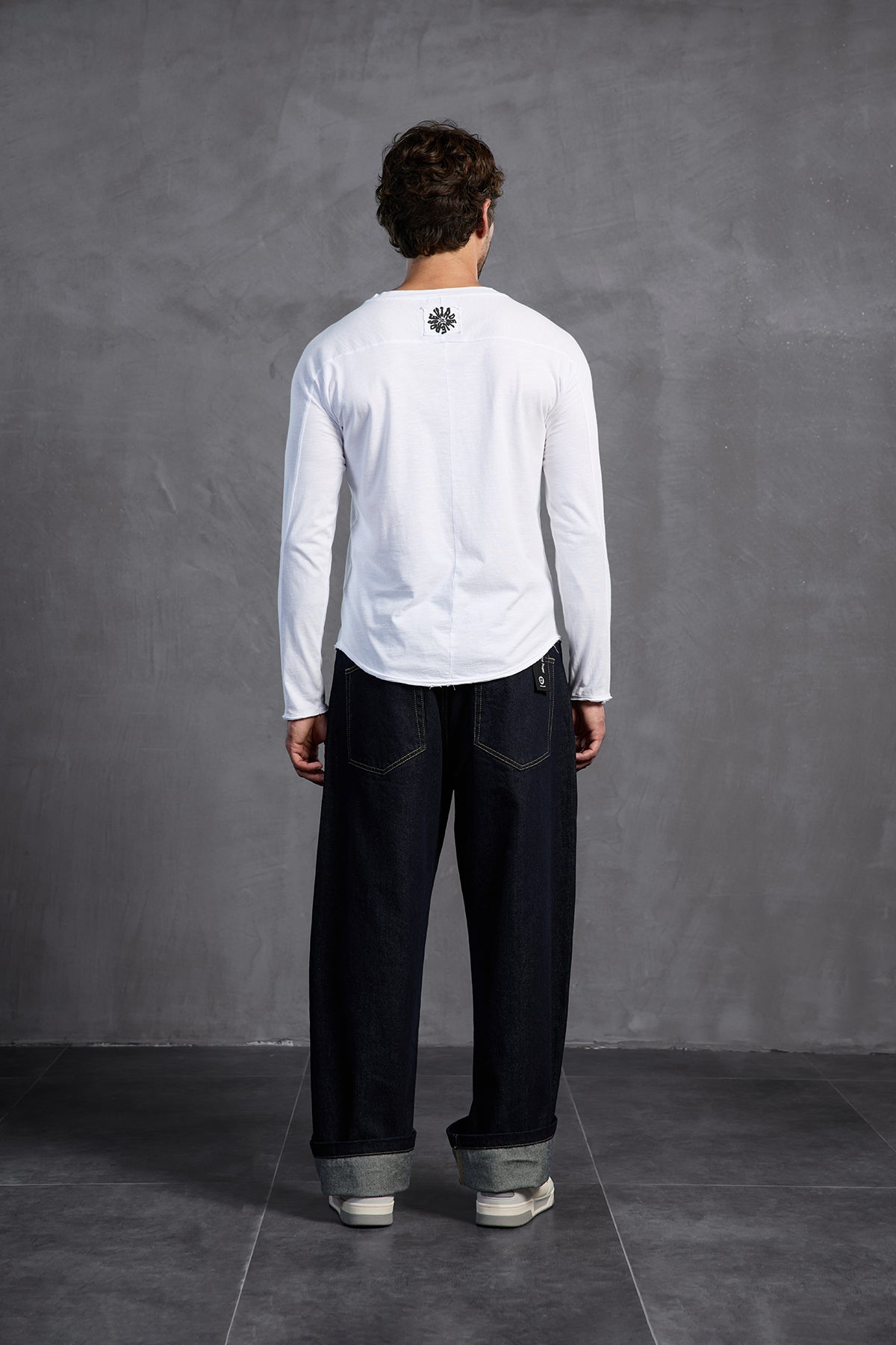 White Front Text Crew Neck T-shirt 10011