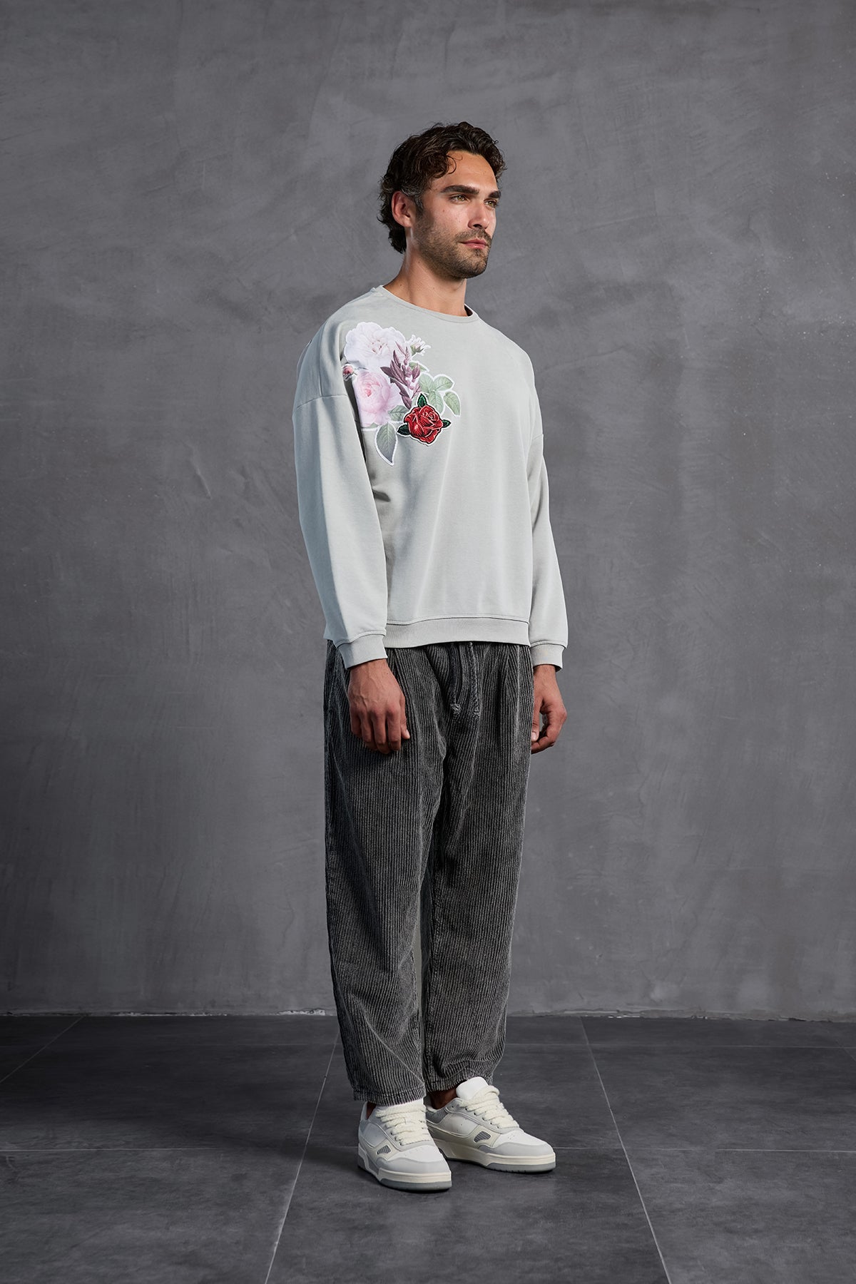 Anthracite Ribbed Velvet Trousers 10018