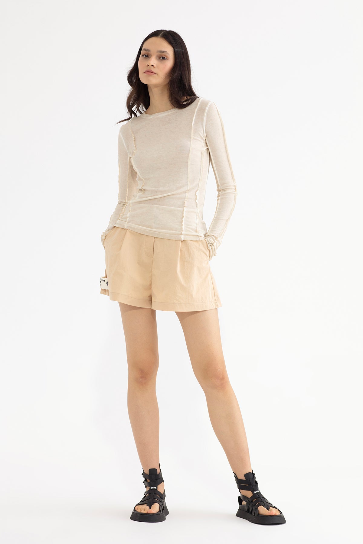 Beige L S T-shirt 13226