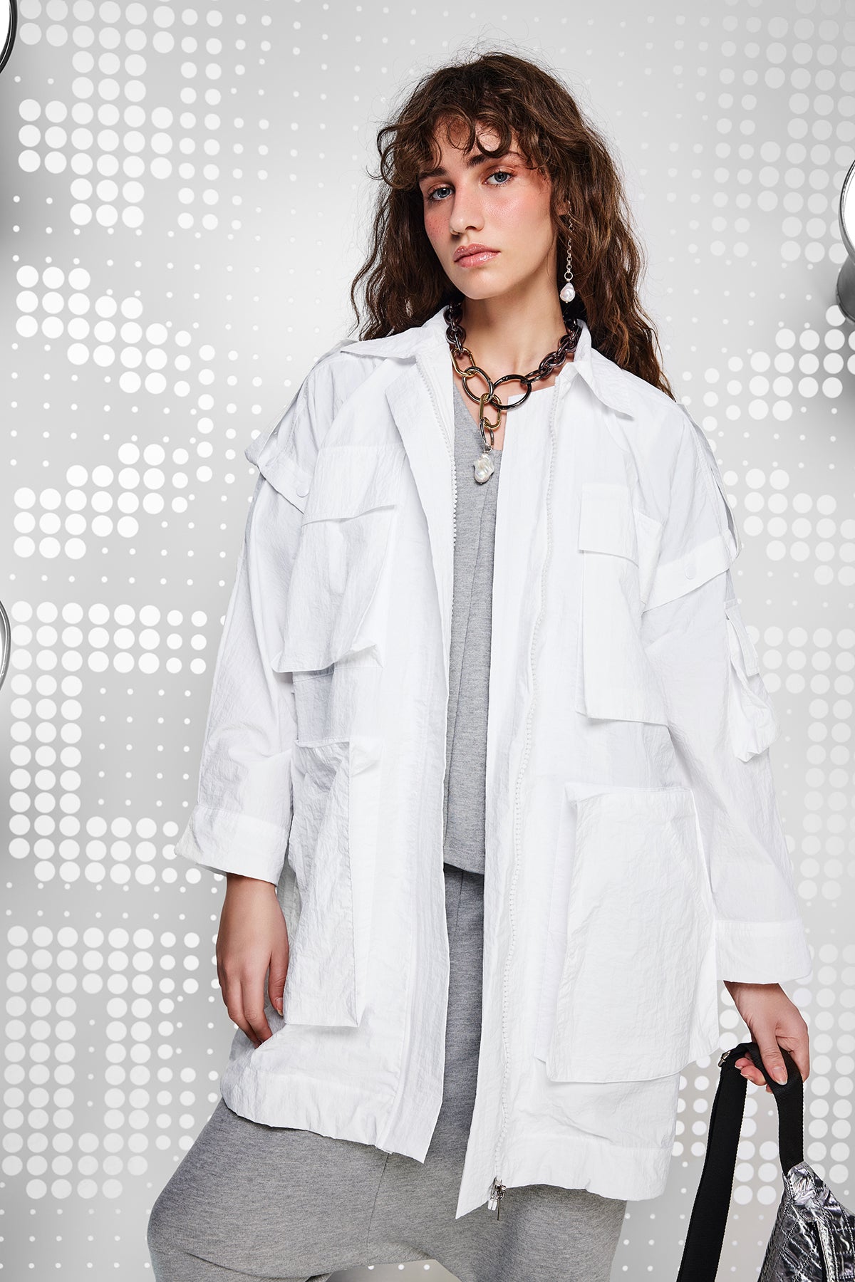 Bianco Trench Coat 15428