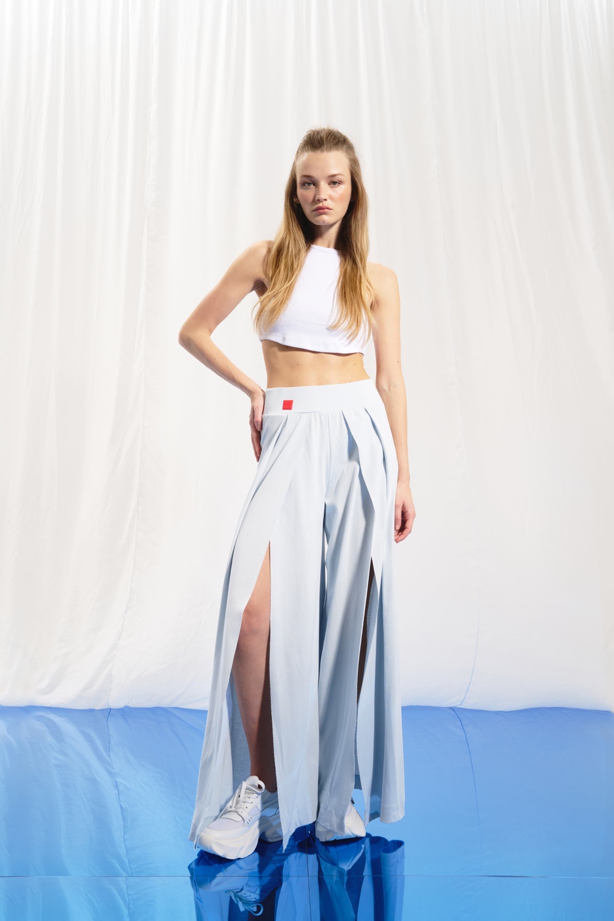 Light Grey Slit Interlock Trousers 17001