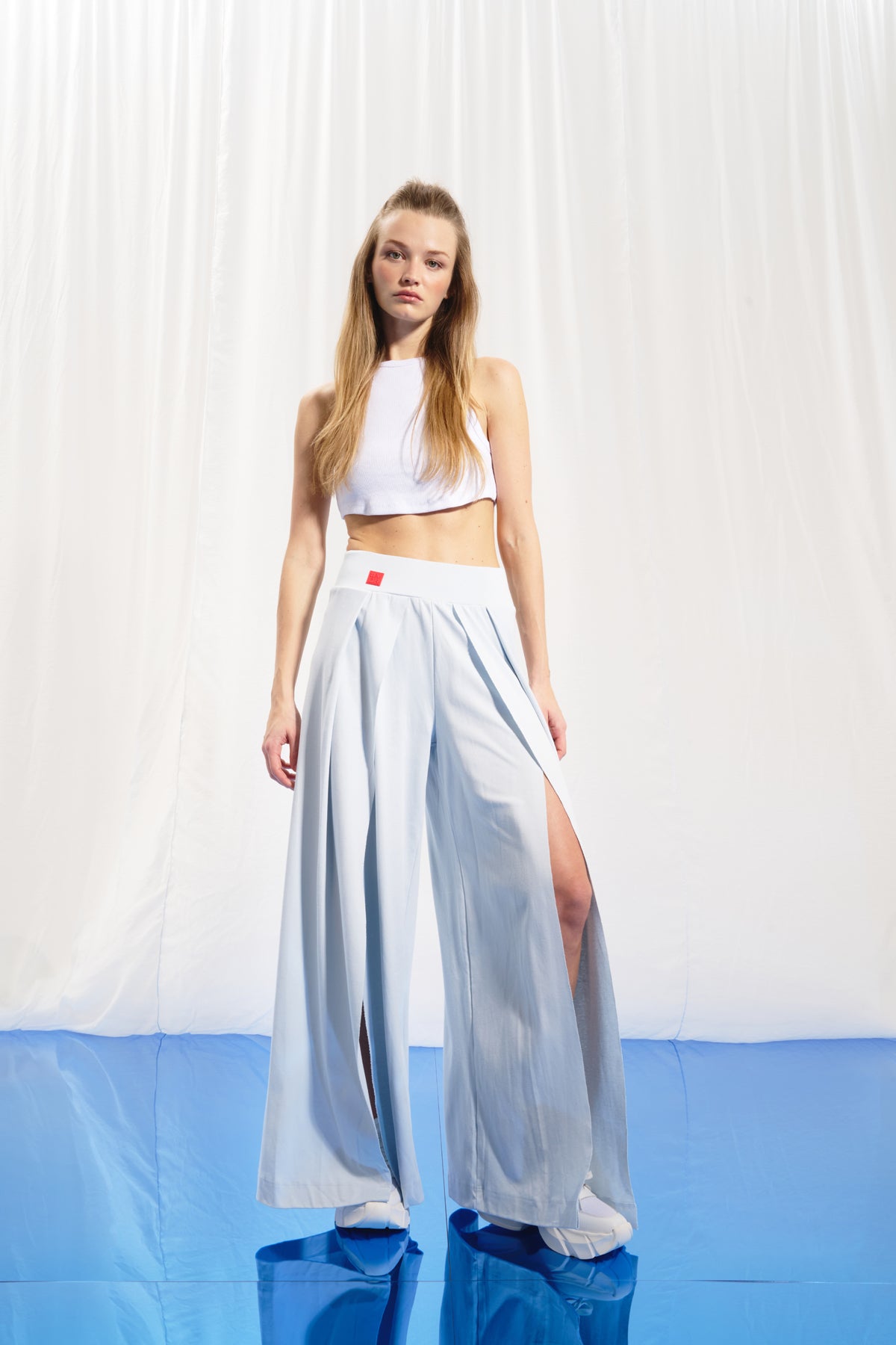 Light Grey Slit Interlock Trousers 17001