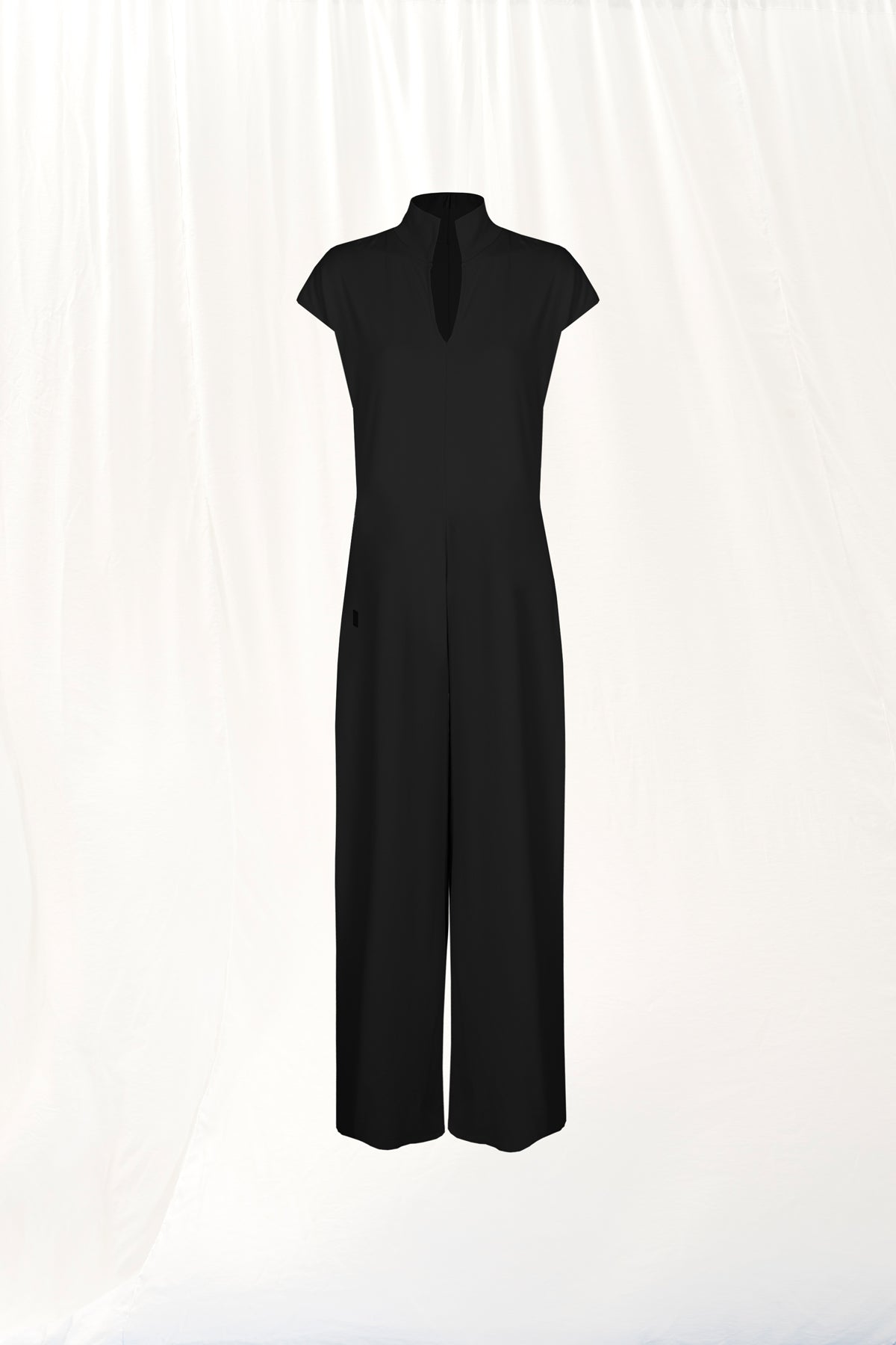 Black Short Sleeve Interlock Jumpsuit 17004