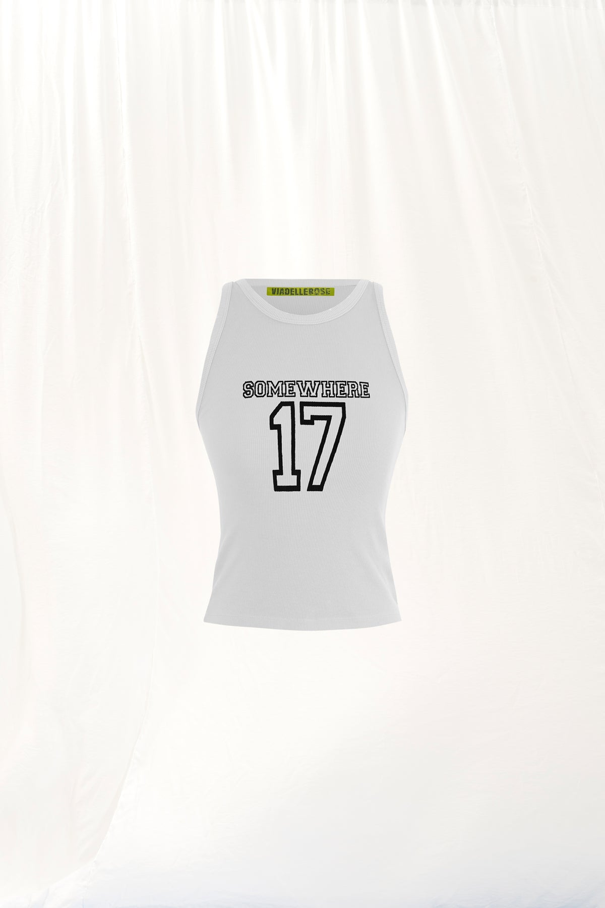 White Slogan Print Ribbed Tank Top 17016