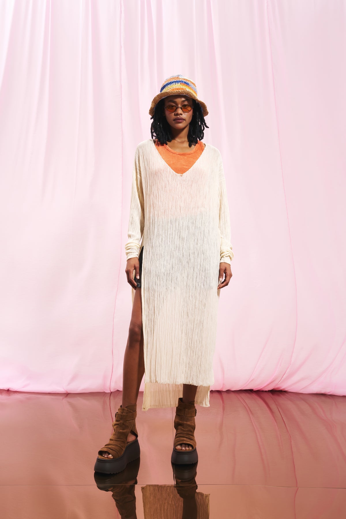 Cream Fine Knit Dress 17094