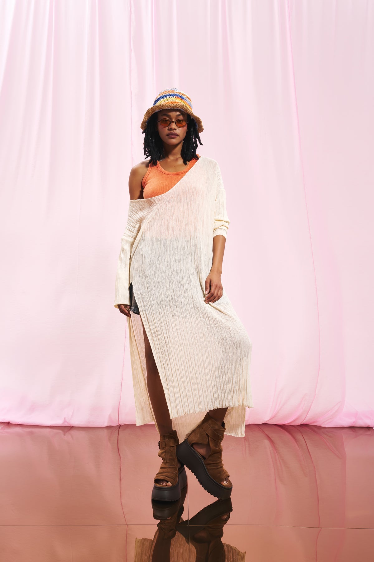 Cream Fine Knit Dress 17094