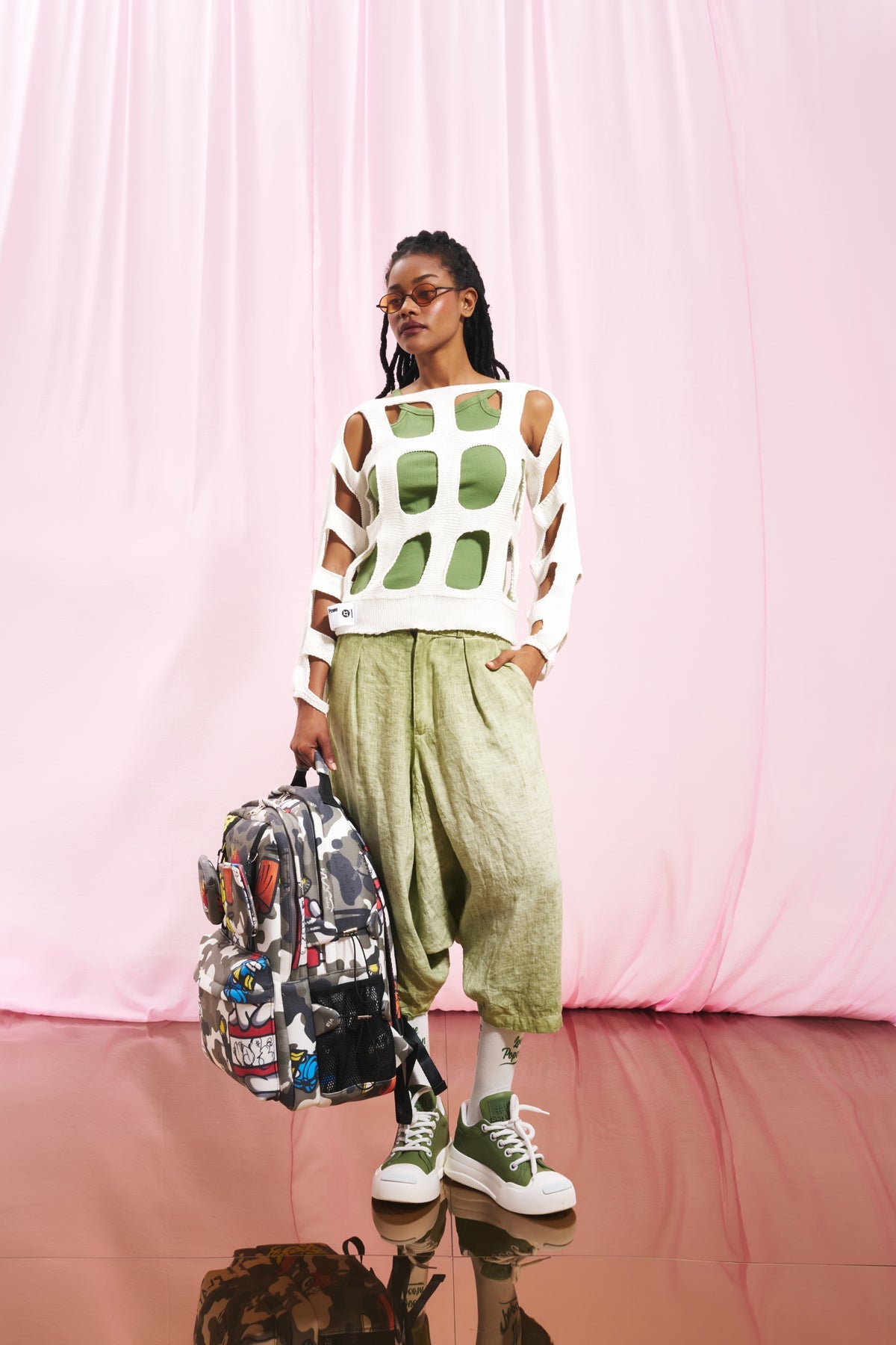 Off White Cut-out Knit Sweater 17168