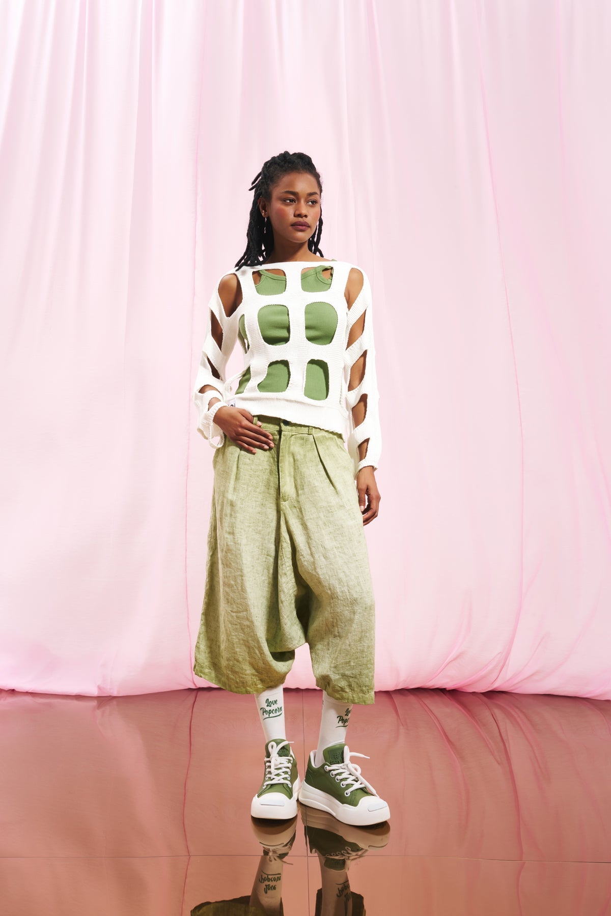 Off White Cut-out Knit Sweater 17168