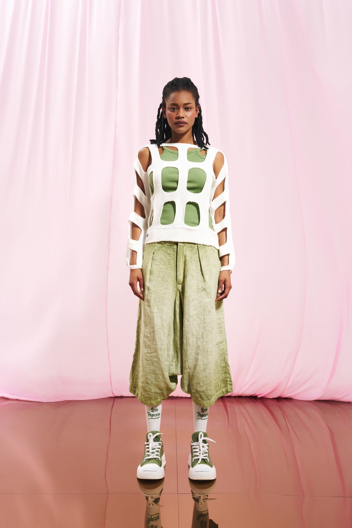 Off White Cut-out Knit Sweater 17168